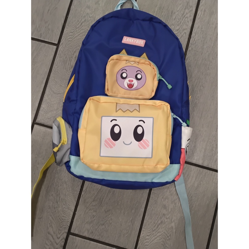 LankyBox Foxy and Boxy Kids Backpack Blue Multi Color School Bag Junior Creates